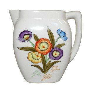 VTG Japan Hinode Flower Pitcher Creamer Colorful Hand Painted 3.75" x 4"x 2"